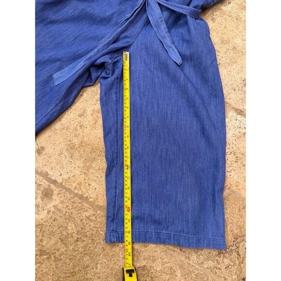 Old Navy Womens Denim Sleeveless Jumpsuit With Adjustable Straps & Waist Tie - Picture 7 of 9